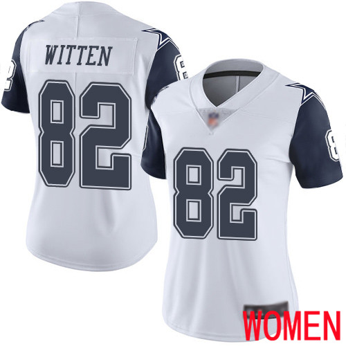 Women Dallas Cowboys Limited White Jason Witten #82 Rush Vapor Untouchable NFL Jersey
